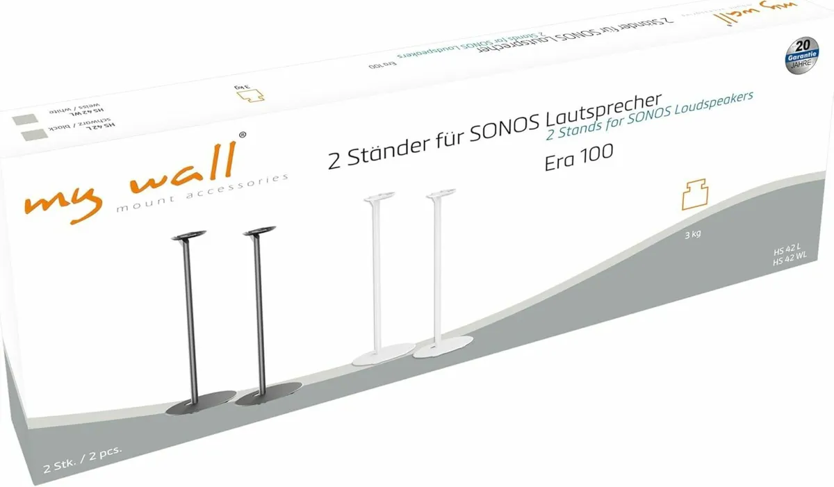 MyWall Sonos Era100 Floor Stands - White (Pair) - Image 2