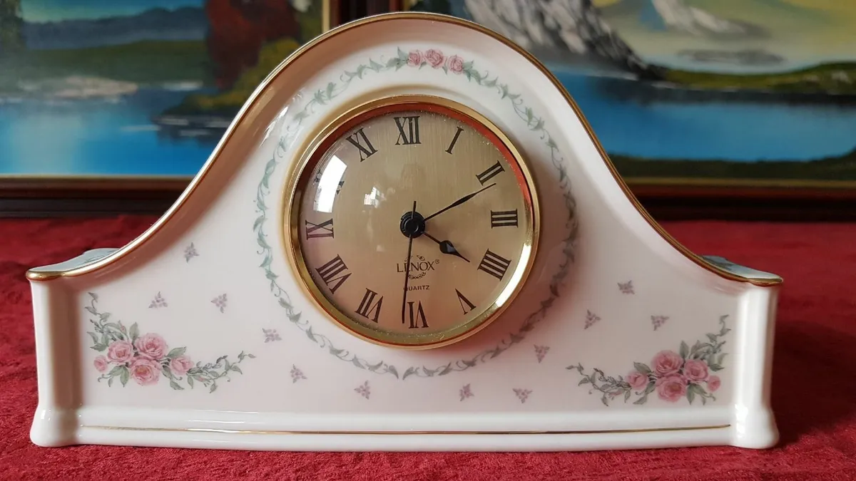 Lenox Porcelain Floral Mantle Clock Made In USA - Image 1