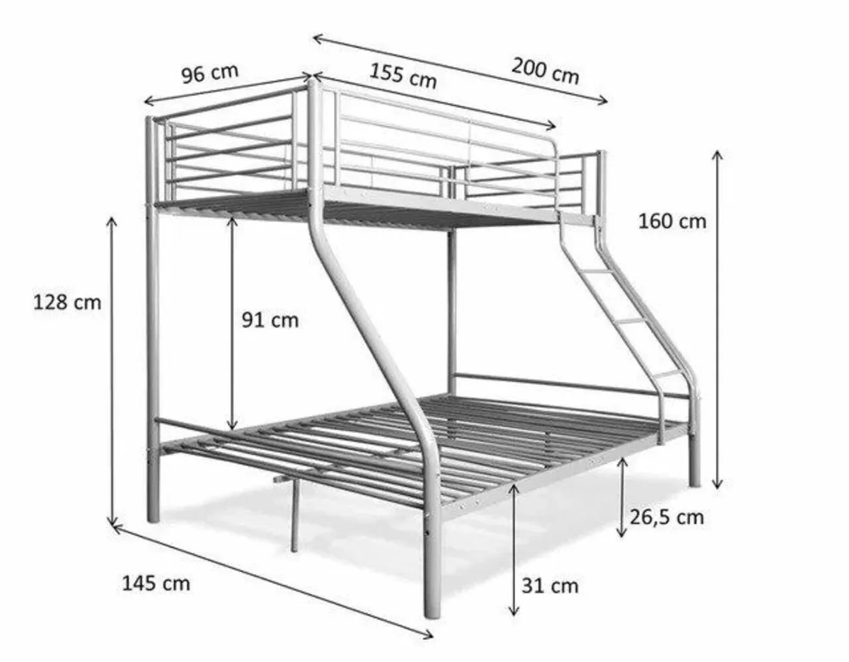 Black Double Metal Bunk Bed Free Delivery - Image 4