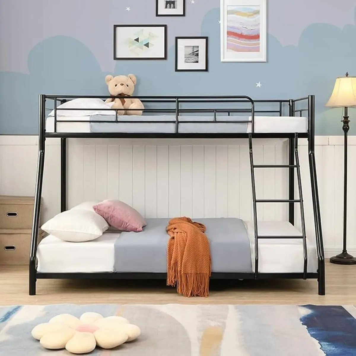 Black Double Metal Bunk Bed Free Delivery - Image 1