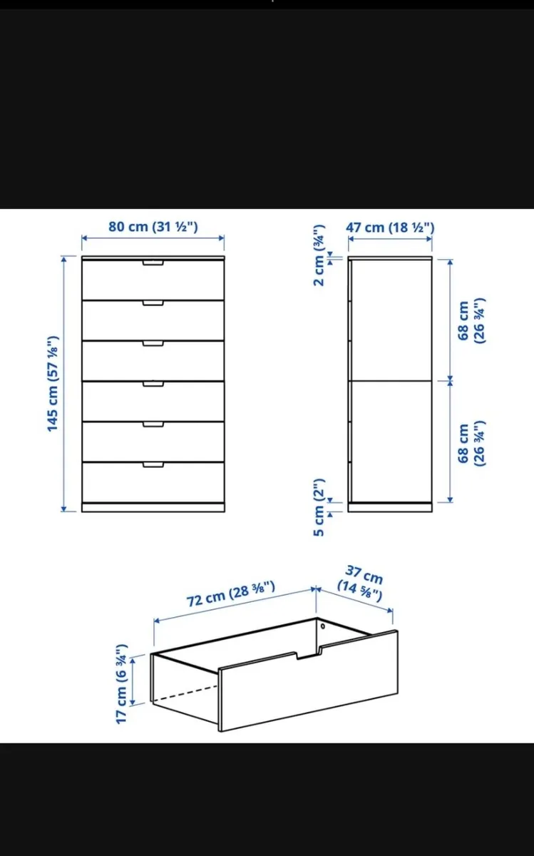 IKEA white chest of 6 drawers - Image 2
