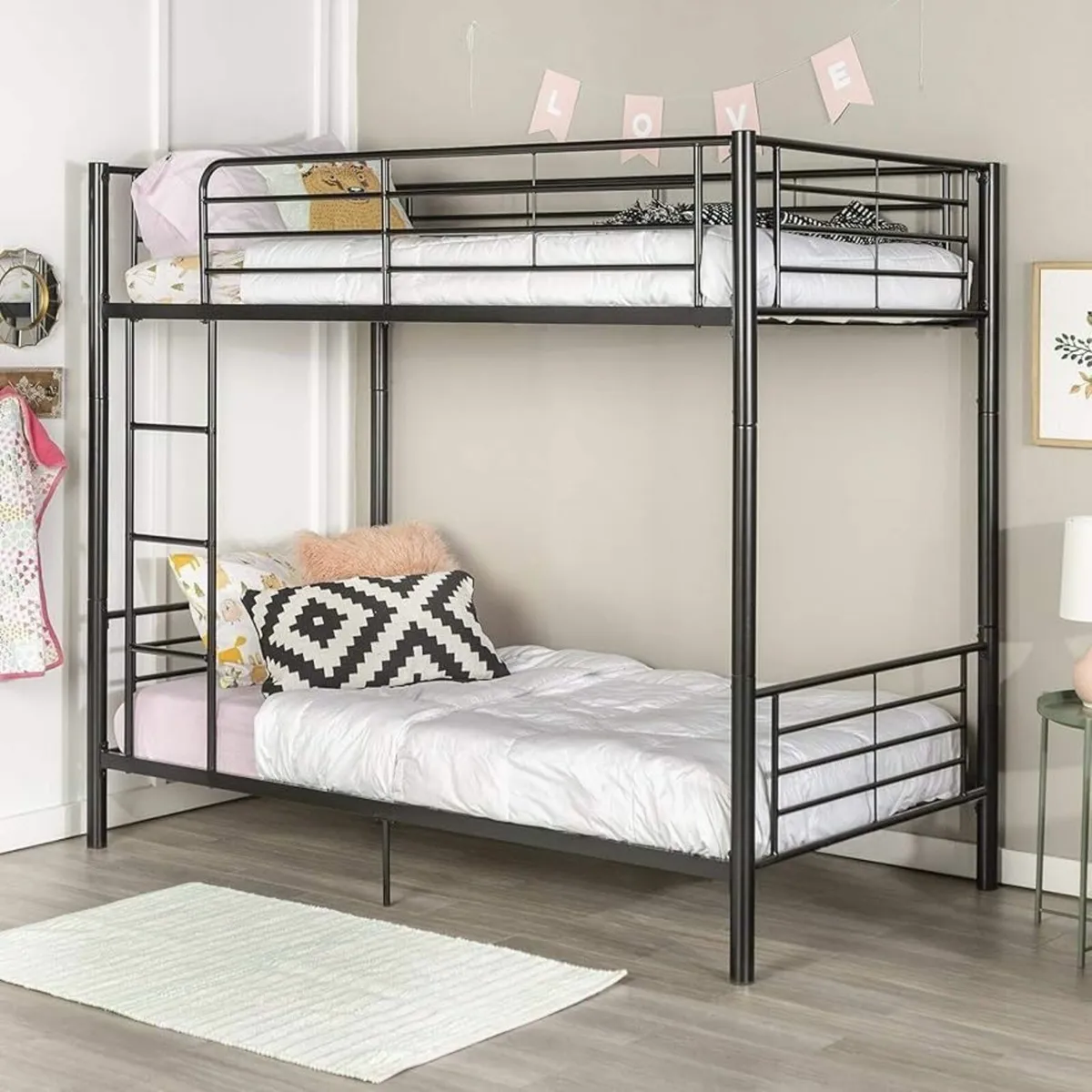 Black Double Metal Bunk Bed Free Delivery - Image 1