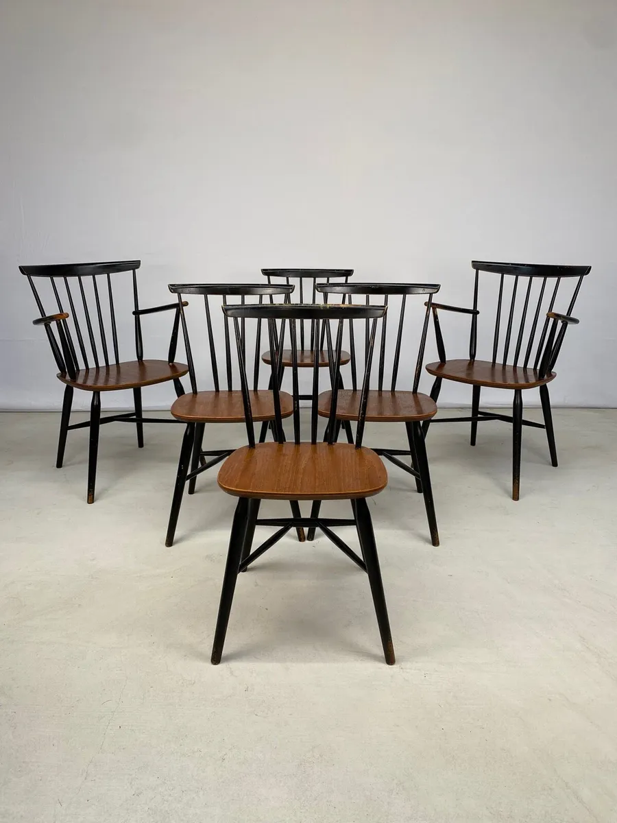 Danish Mid Century Stick Back Chairs - Image 1