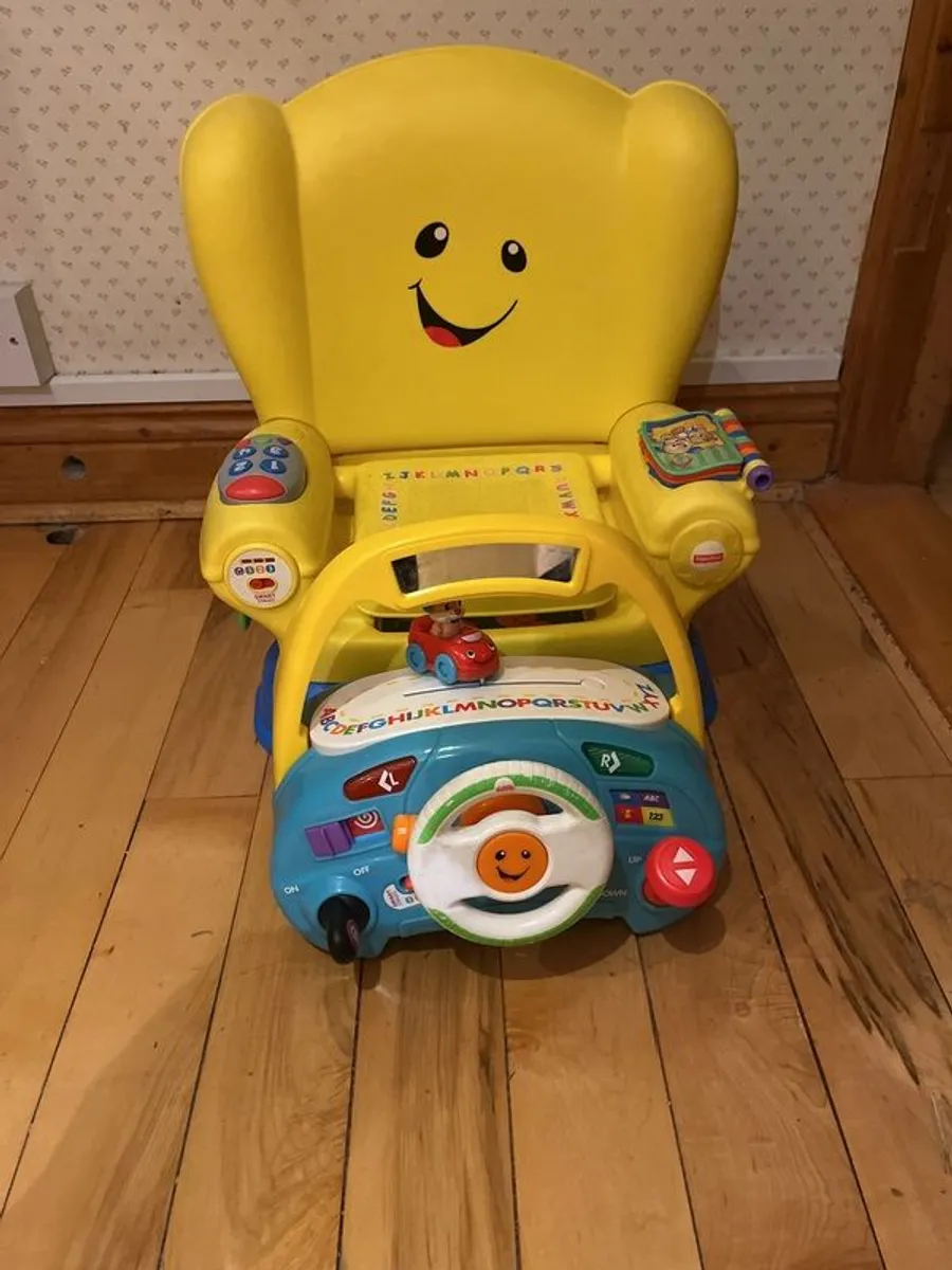Fisher Price kids chair laugh & learn + steering wheel and controls - Image 1