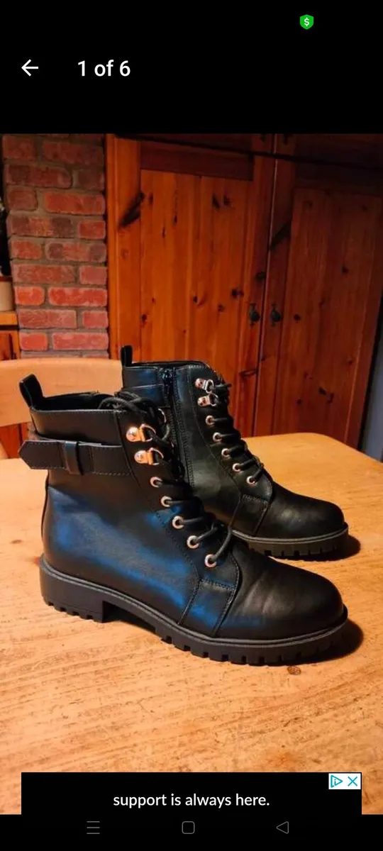 Ladies Accessorize London, black boots. Has side z - Image 3