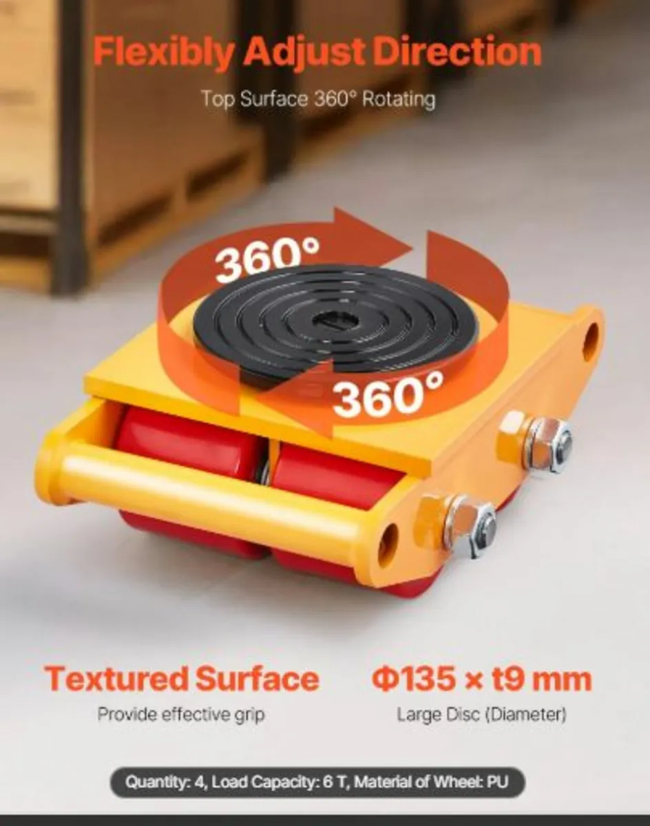 Machinery Skate Dolly, 13,200 LBS/6T Industrial - Image 4