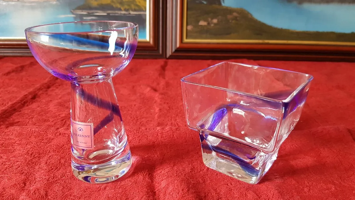 2 Piece Kilkenny Blue Swirl Glass Collection - Image 1