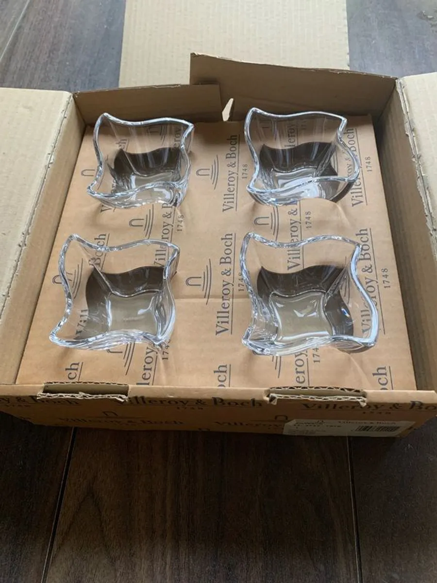 Villeroy & Boch New Wave 4 Chip & Dip Glass Dishes - Image 1