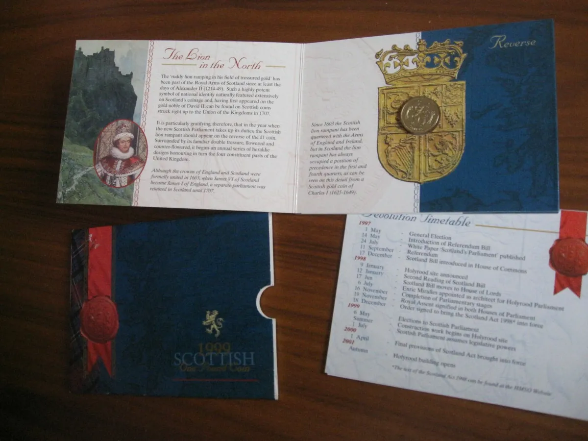 1999 BU £1 Coin Pack - Scottish Rampant Lion - Image 1