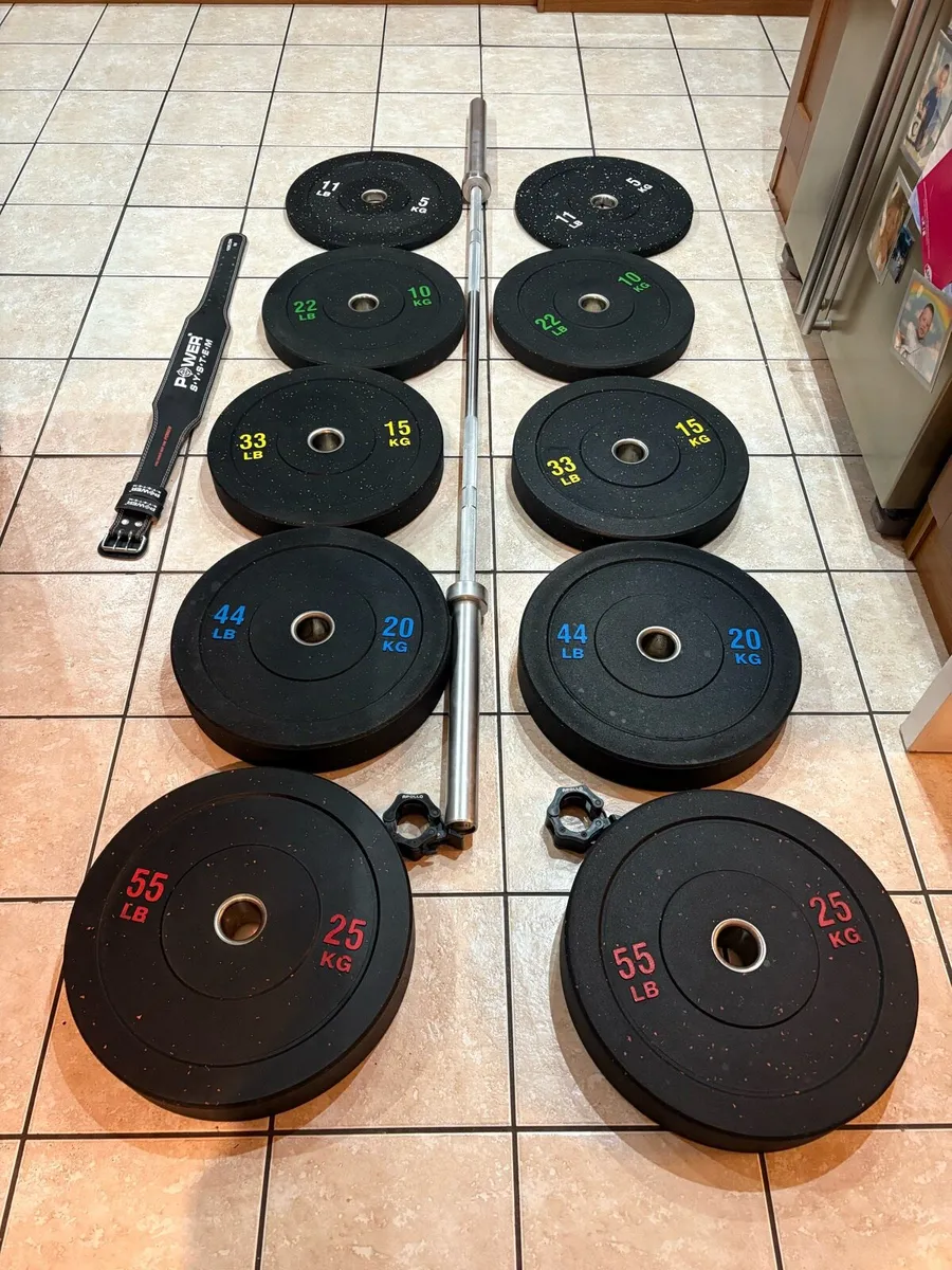 APOLLOCOMMERCIAL 20KG BARBELL +150KG BUMPER PLATES - Image 1