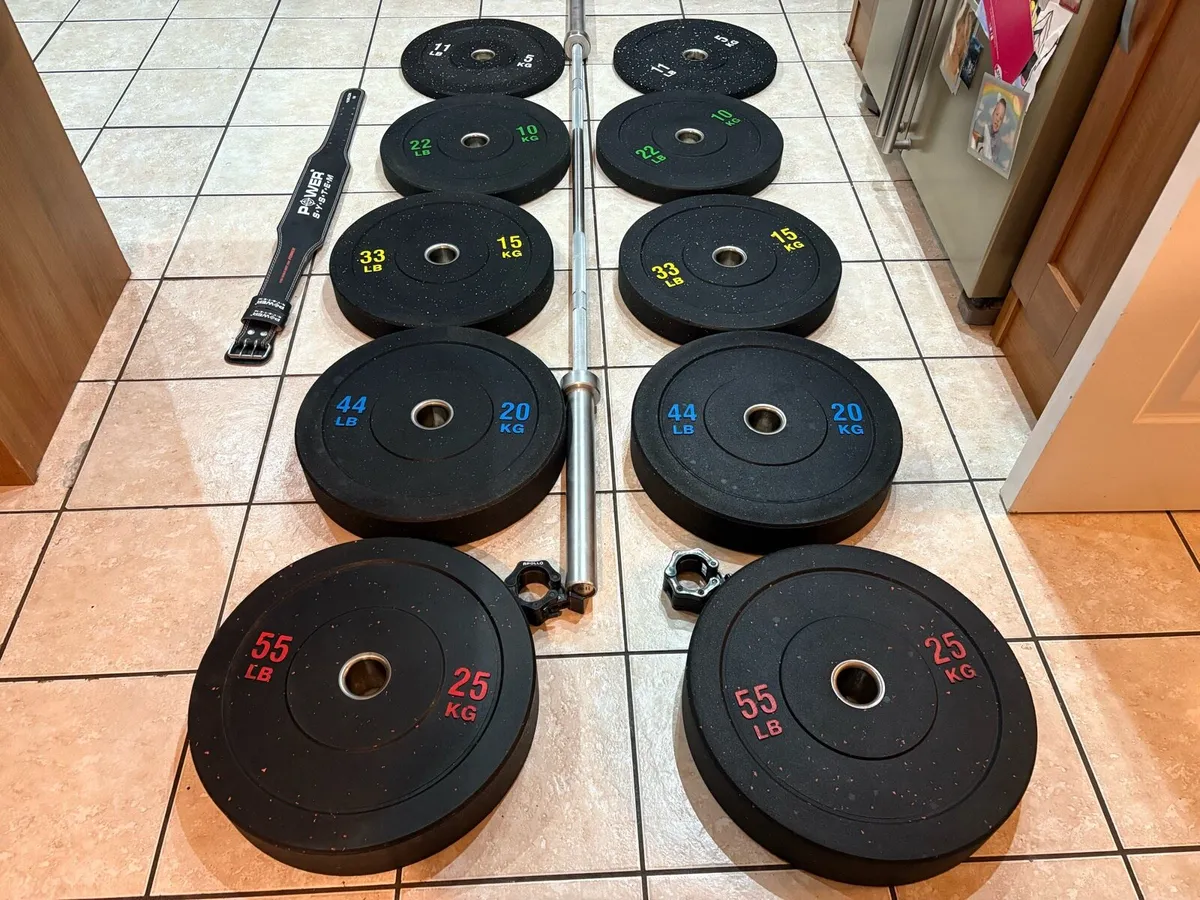 APOLLOCOMMERCIAL 20KG BARBELL +150KG BUMPER PLATES - Image 2