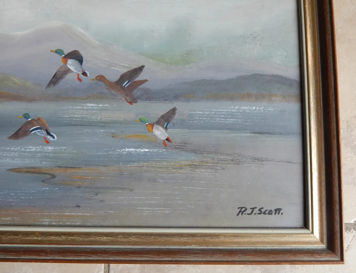 Large Signed Oil on Board Painting by R. J. Scott - Image 2