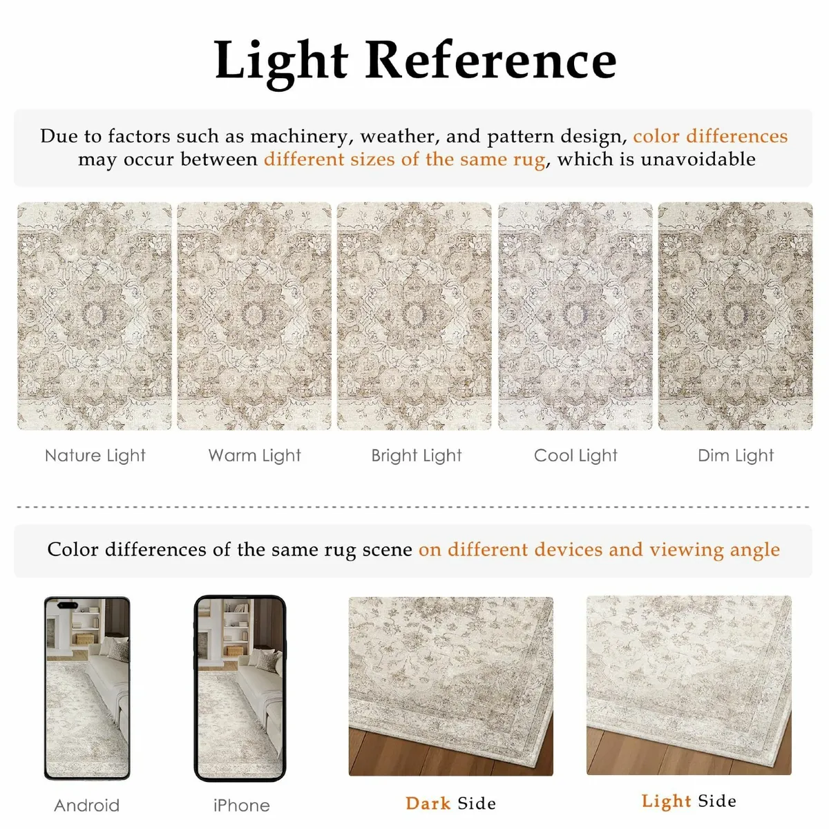 Vintage Washable Beige Rug Living Room 140x200cm - Image 2