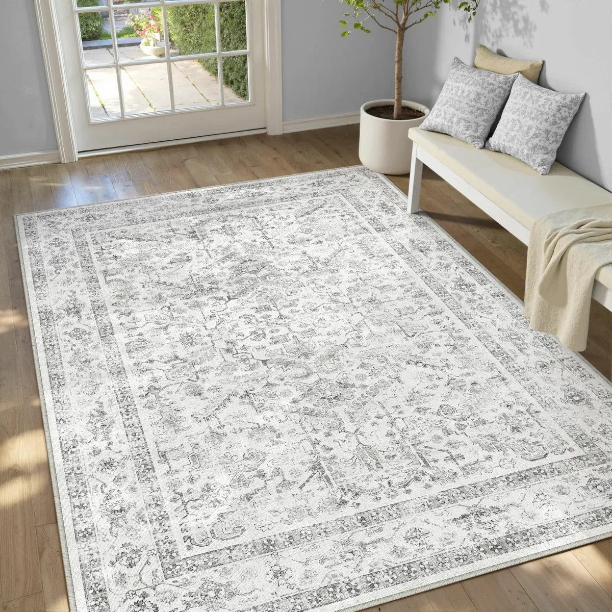 Vintage Cozy Grey Rug Living Room 160x230cm - Image 2