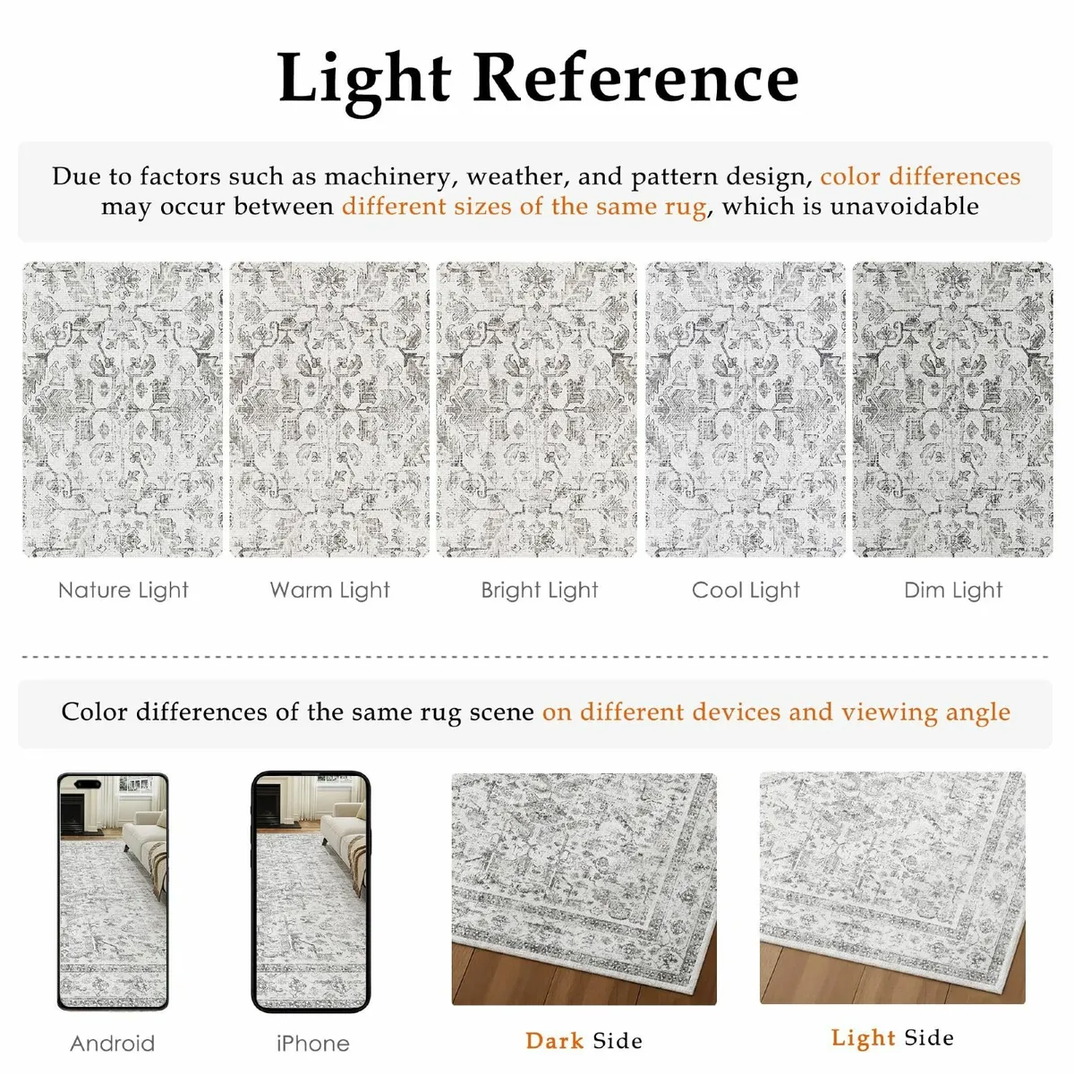 Vintage Cozy Grey Rug Living Room 160x230cm - Image 3