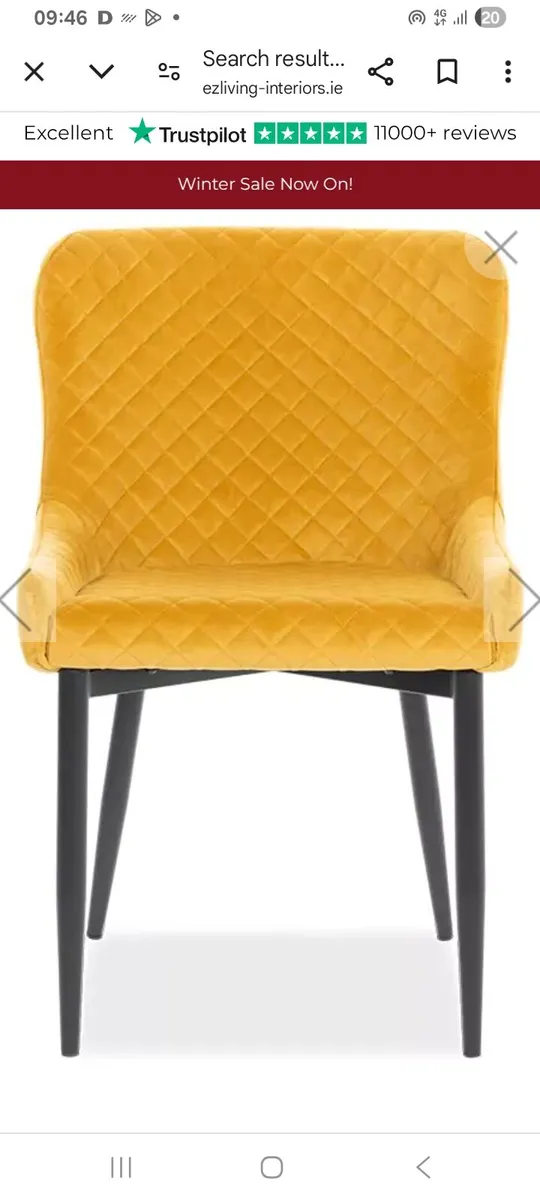 Ez living gold velvet dining chair x2 - Image 4