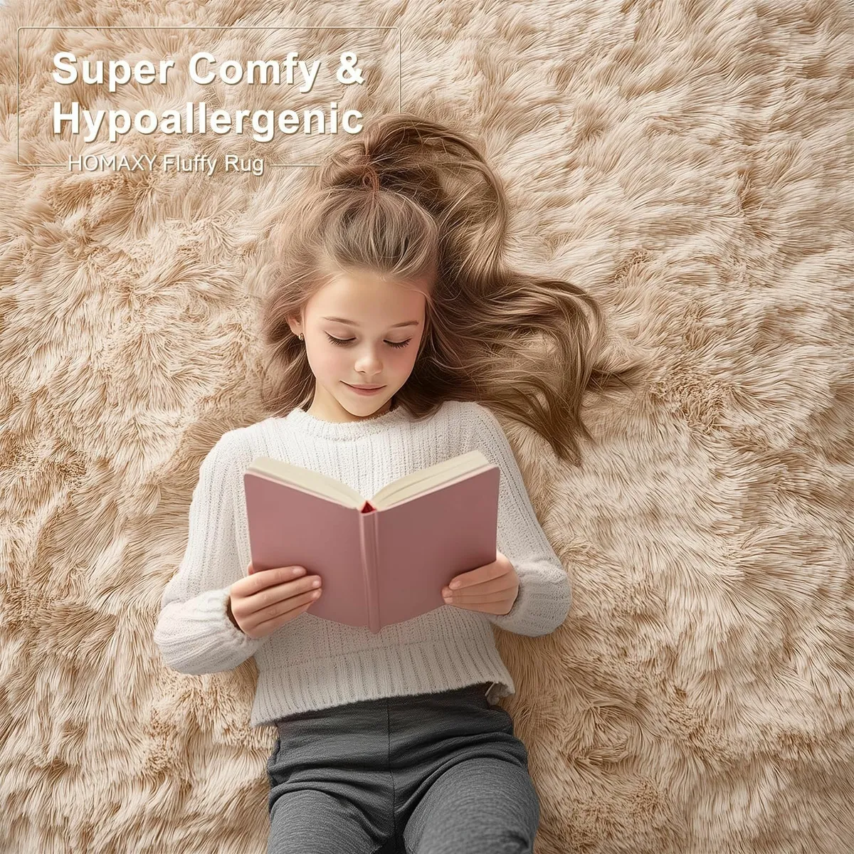 Fluffy Rugs Soft Thick Beige 160x220 cm - Image 2