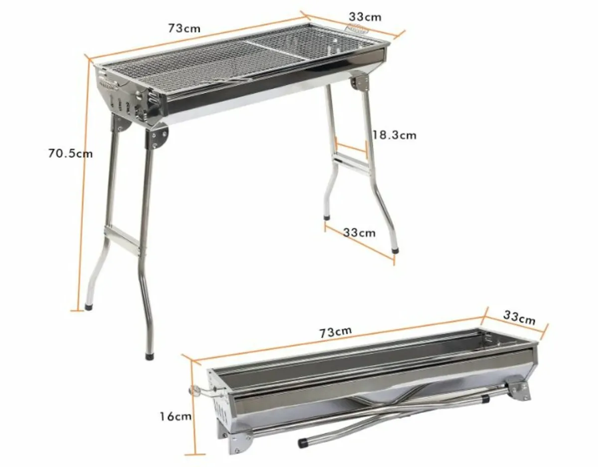 Camping Portable Foldable Stainless BBQ Grill - Image 1
