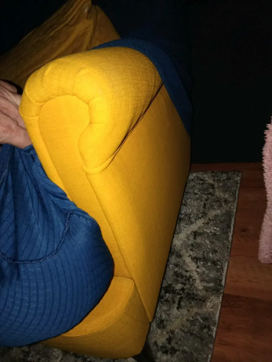 Ikea yellow armchair and stool - Image 2