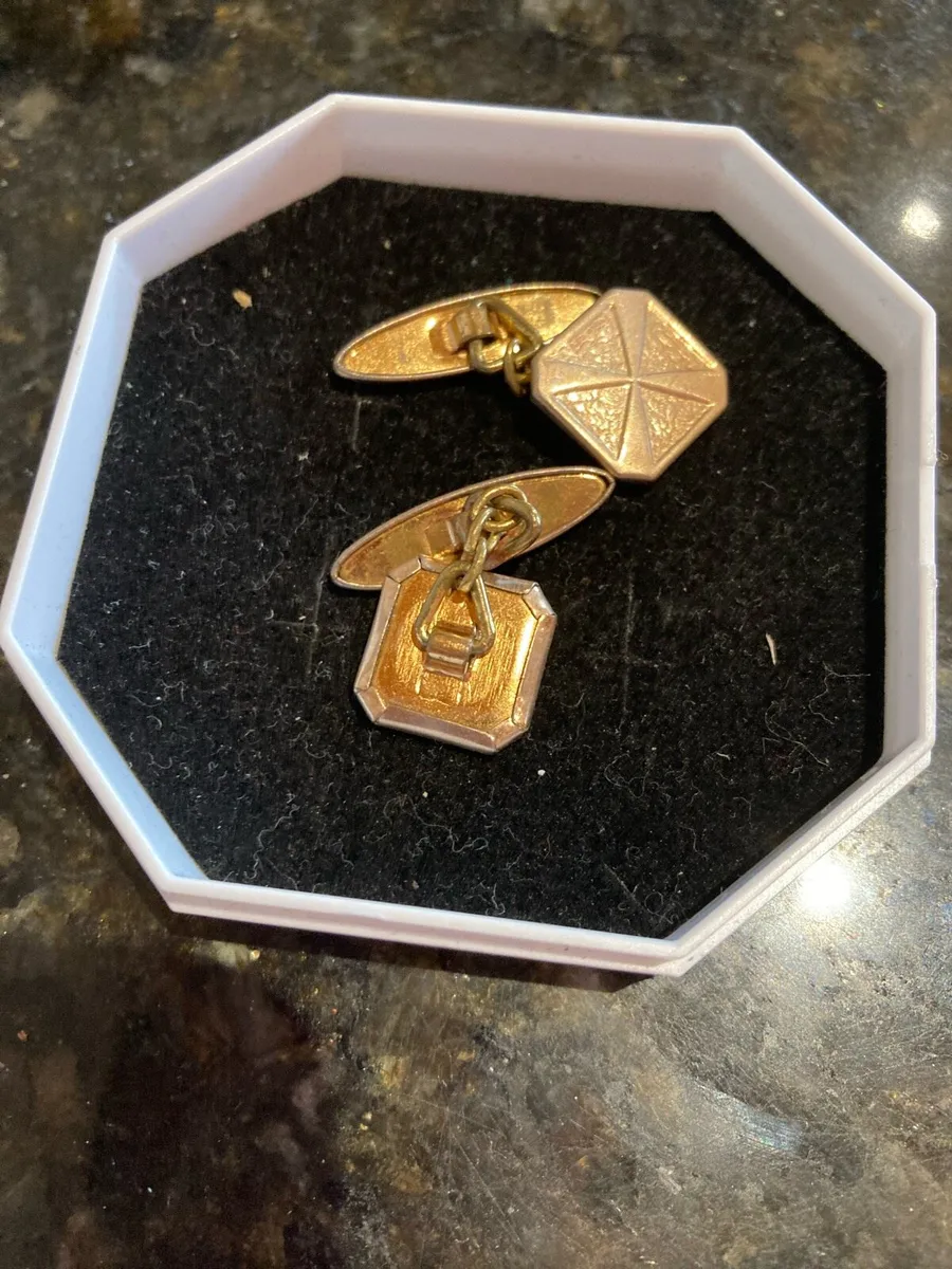 Vintage pinchbeck gold cuff links - Image 3