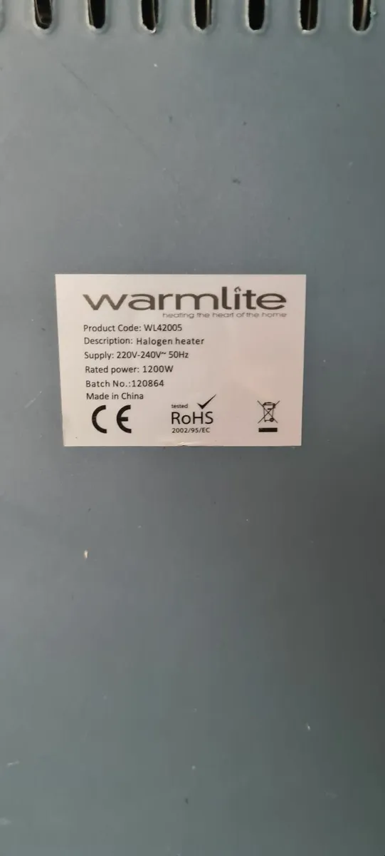 Electric Heater Warmlite 1200kw Hallogen Heater - Image 2