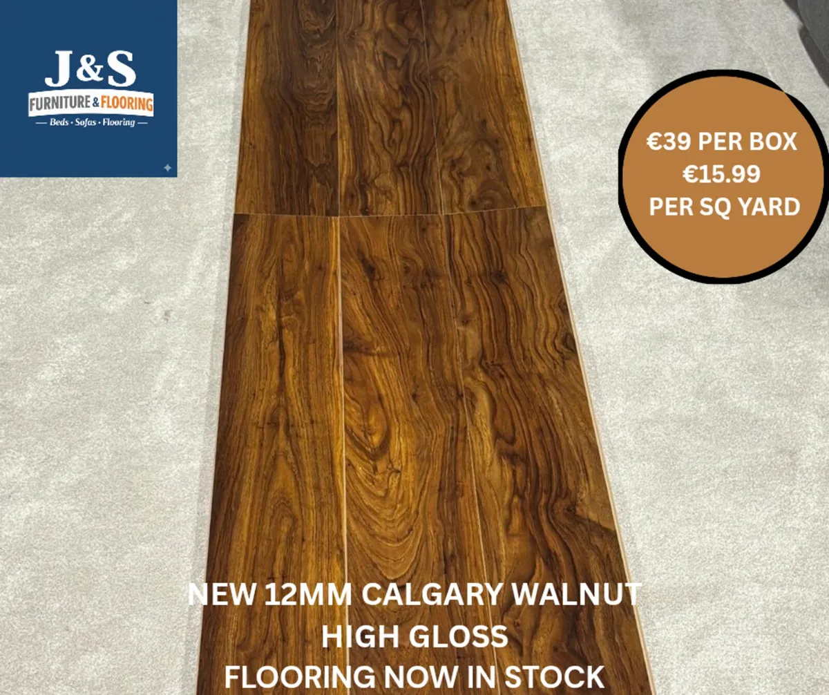 New Calgury Walnut High Gloss 12MM Flooring - Image 2