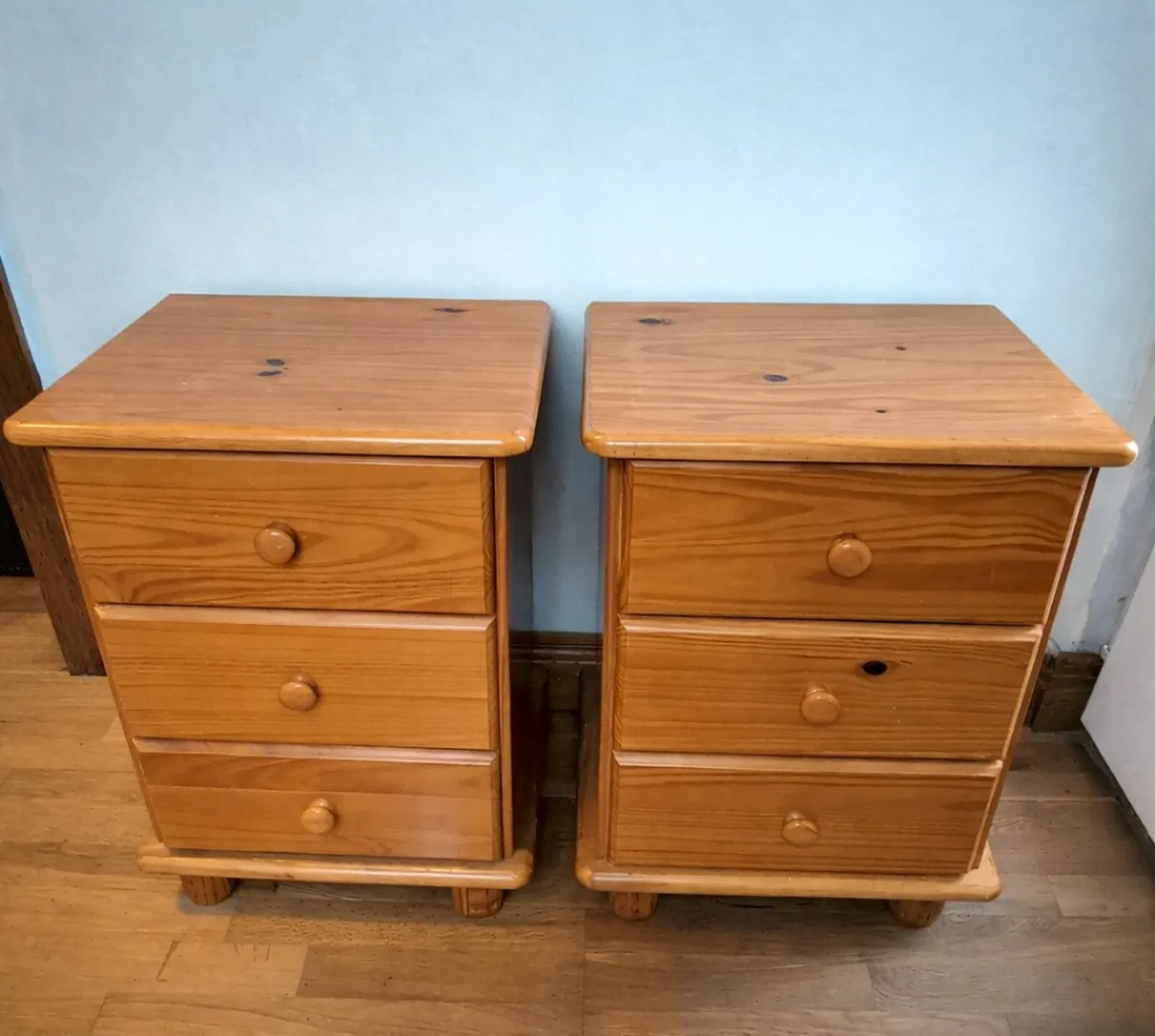 Two Wooden Bedside Lockers with Drawers - Image 1