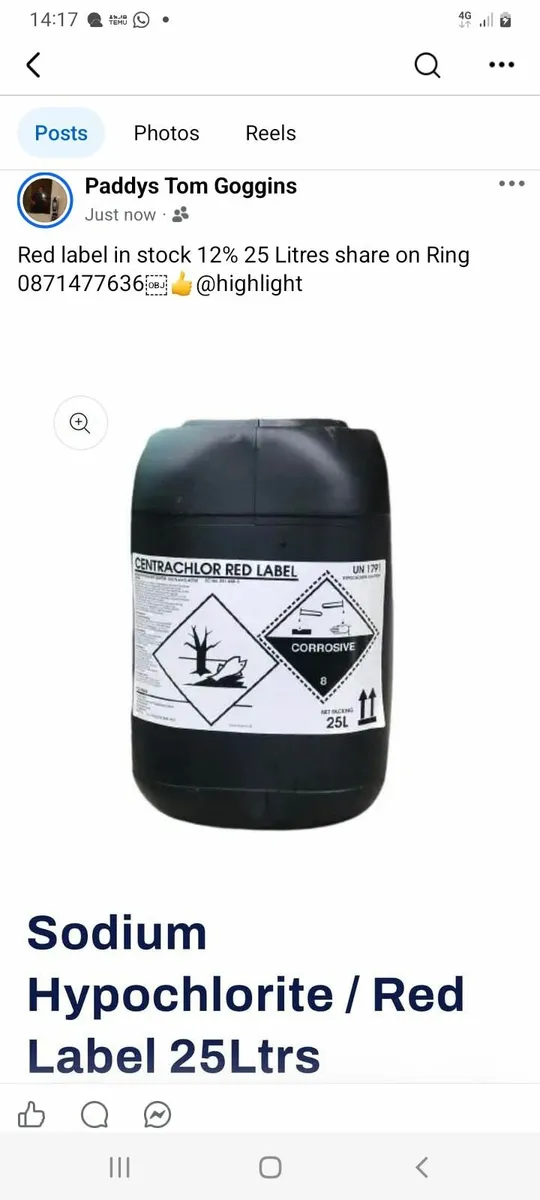 Sodium hypochlorite, the active ingredient in chlo - Image 1