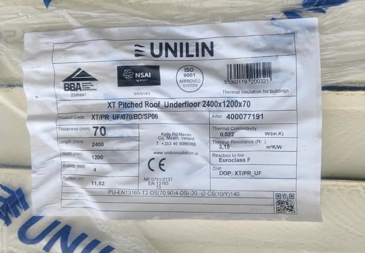 70mm PIR underfloor insulation boards 8x4 new