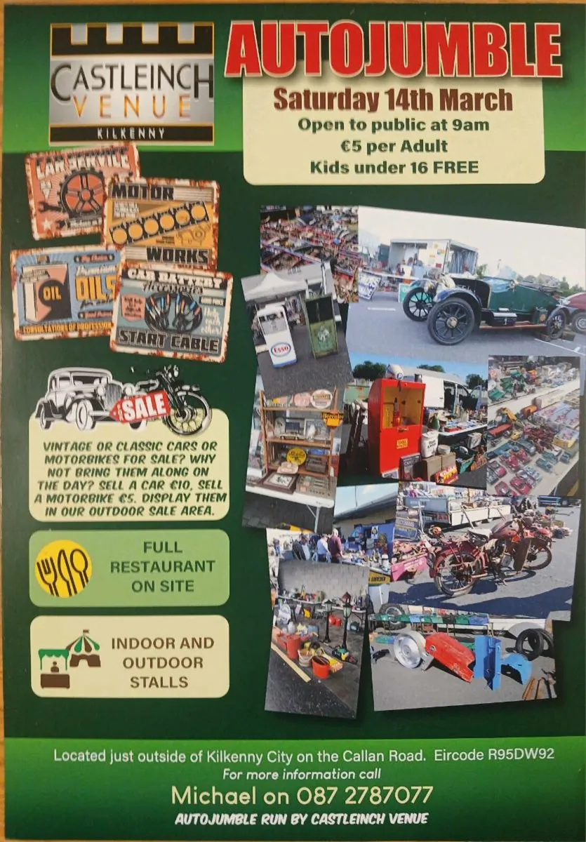 Autojumble Saturday 14th March at Castleinch Venue - Image 1