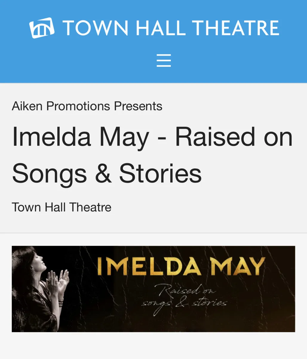 Imelda May x 2 Tickets - Fri 30 Jan 2026 - Galway