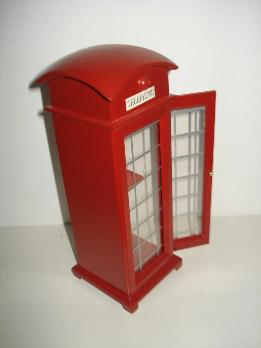 HAND MADE SMALL  WOODEN MODEL RED TELEPHONE BOX. - Image 3