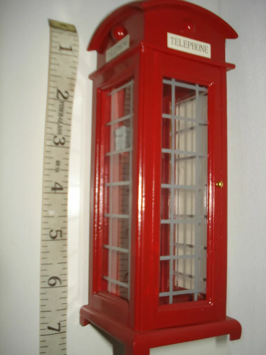 HAND MADE SMALL  WOODEN MODEL RED TELEPHONE BOX. - Image 4