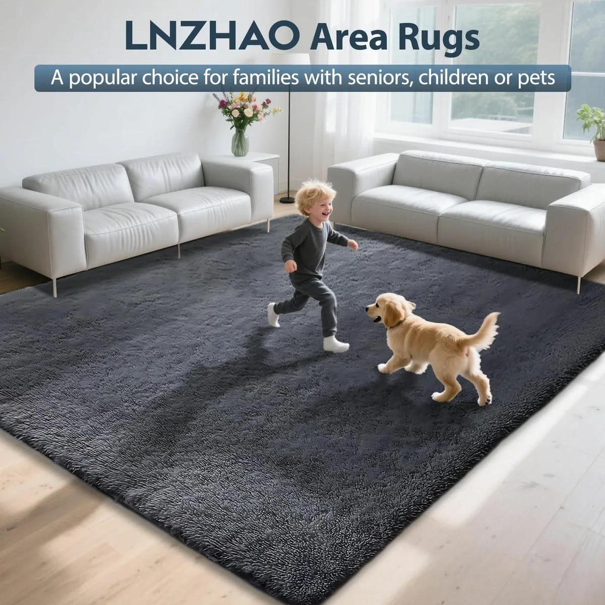 Living Room 160x230cm Large Rug Soft Fluffy - Image 4