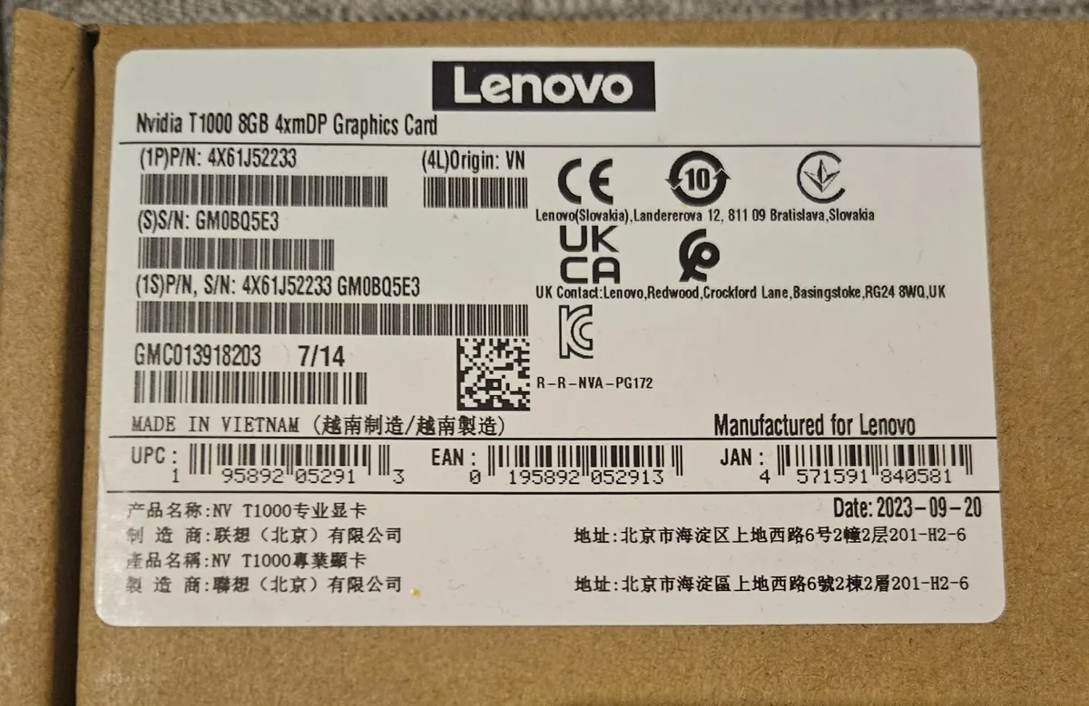 New Lenovo Nvidia T1000 8gb 4xmDP Graphics Card - Image 2