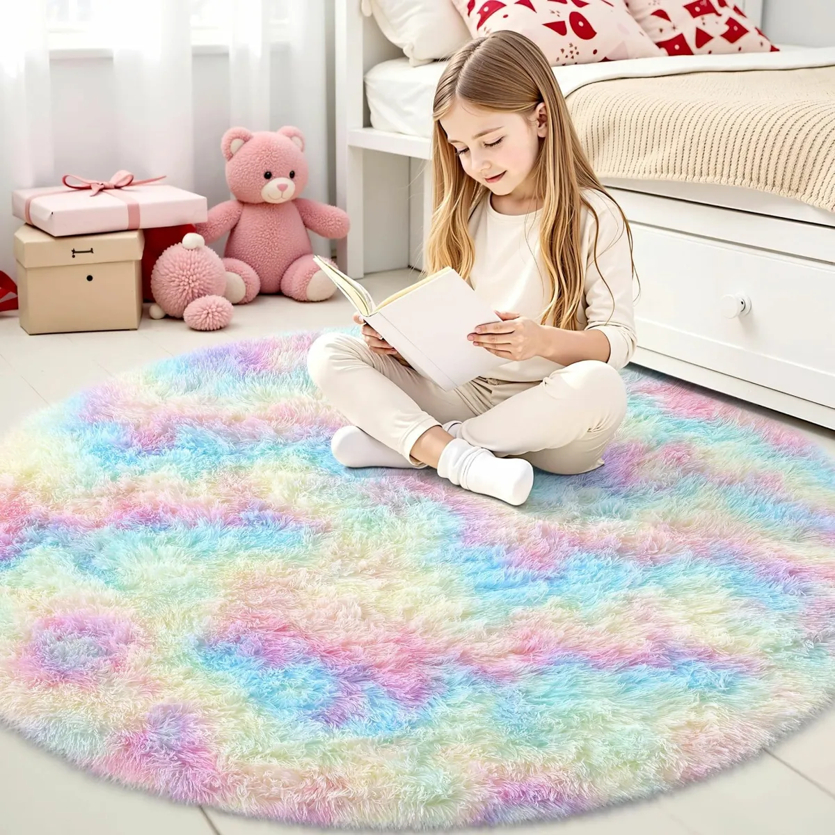 Living Room 120x120cm Round Rugs Soft Fluffy - Image 1