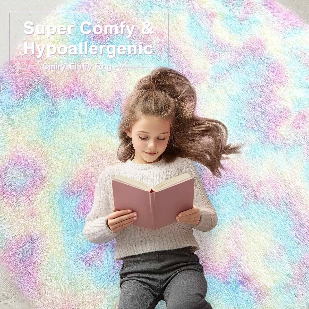 Living Room 120x120cm Round Rugs Soft Fluffy - Image 4