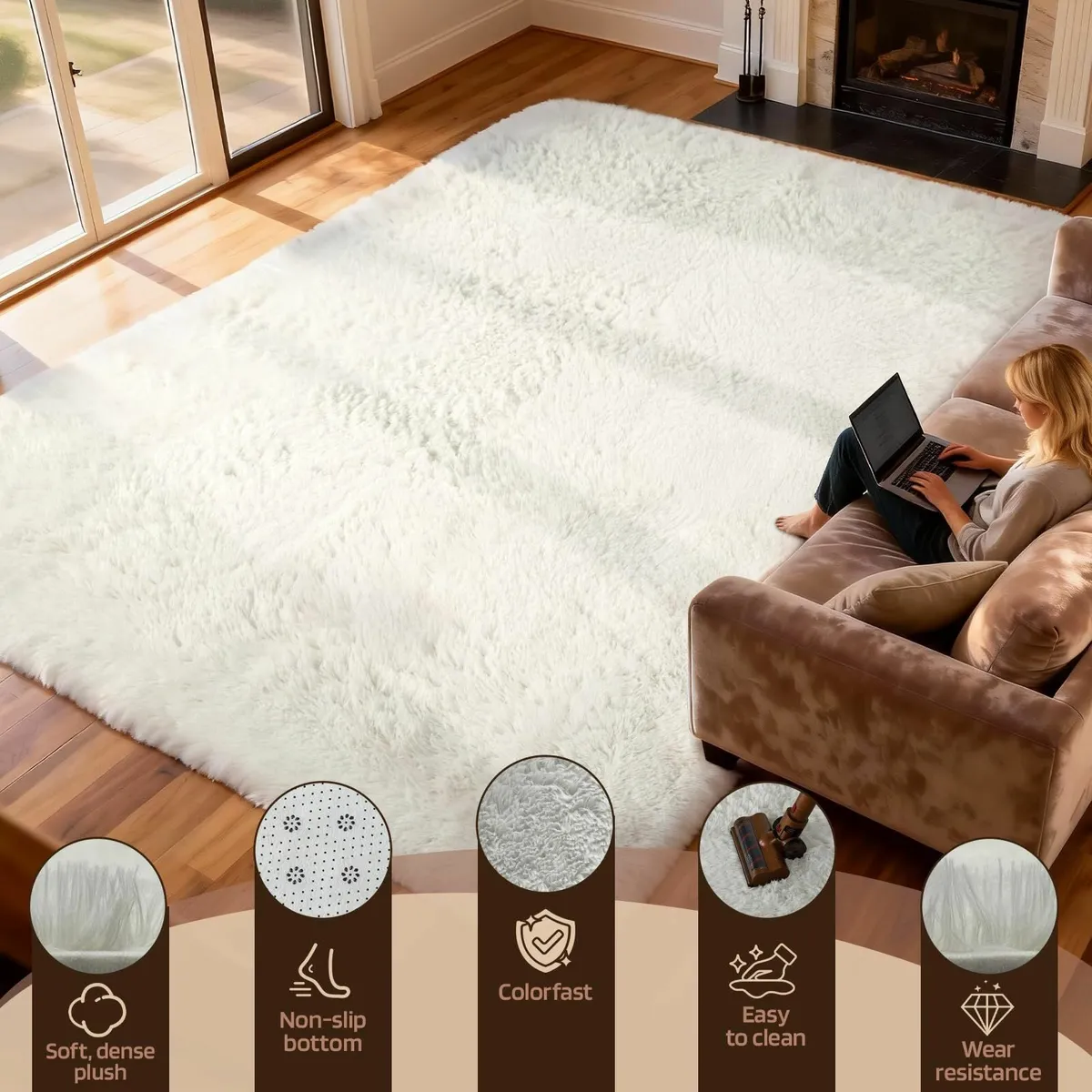 Living Room 200x300cm Rug Shaggy Carpets Office - Image 4