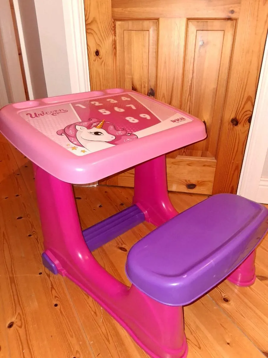 Child Pink Writting Desk & Bench - Image 1
