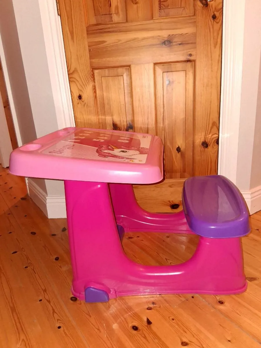 Child Pink Writting Desk & Bench - Image 2