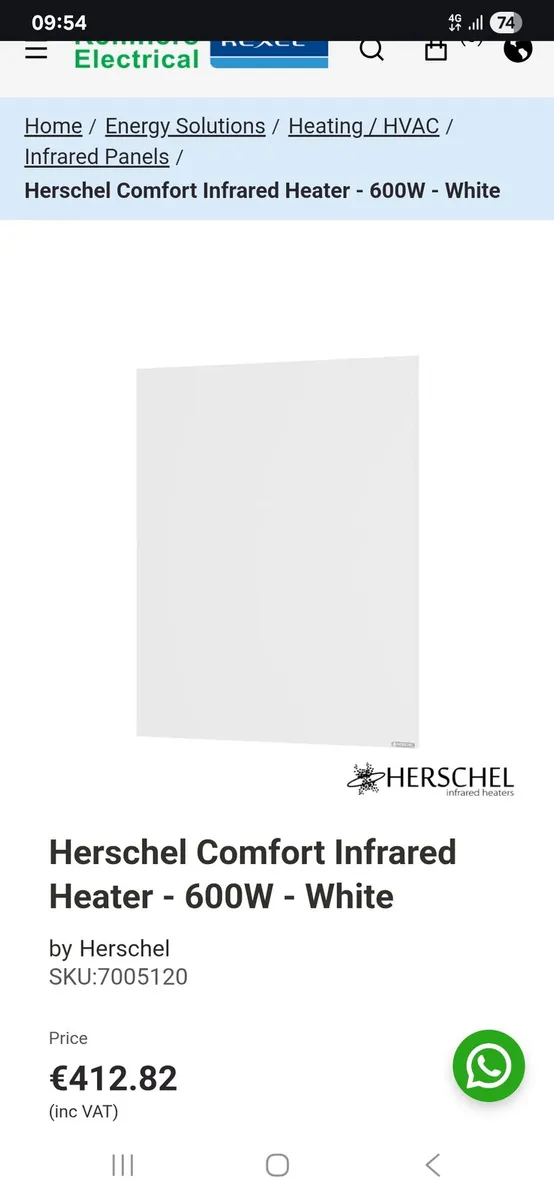 Herschel Comfort Infrared Heater Panel - 600W