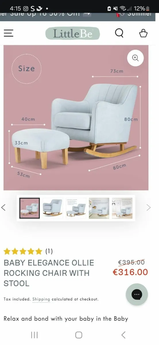 Rocking chair with Stool | Baby elegance Nursery - Image 1