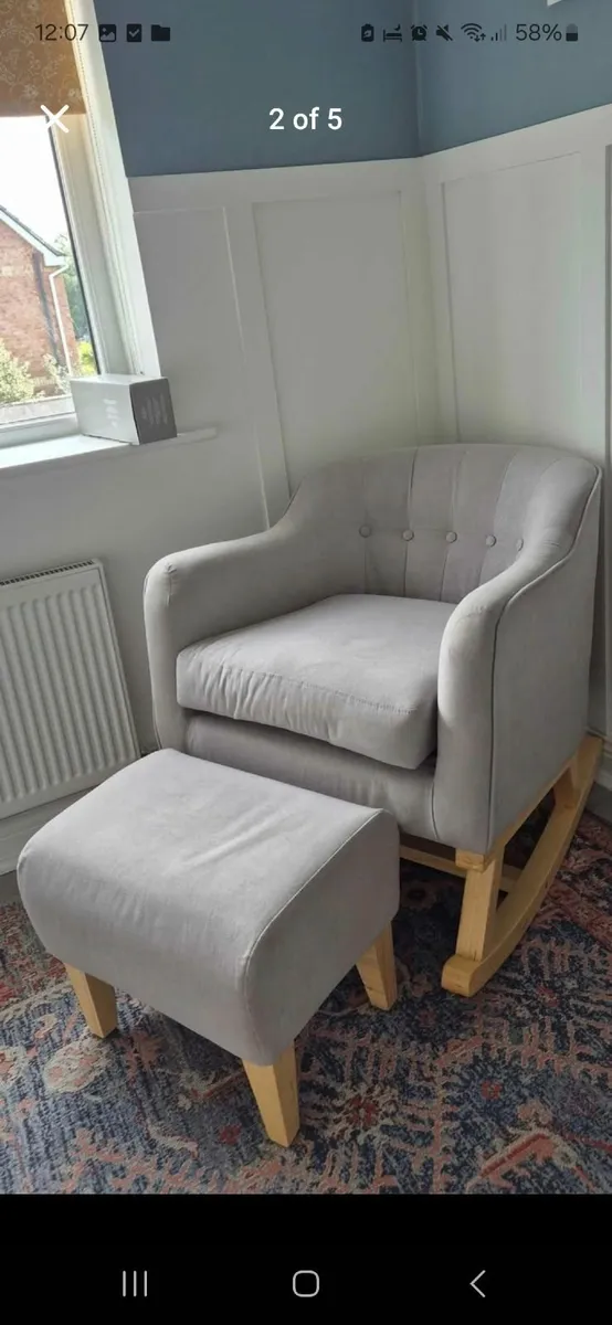 Rocking chair with Stool | Baby elegance Nursery - Image 2