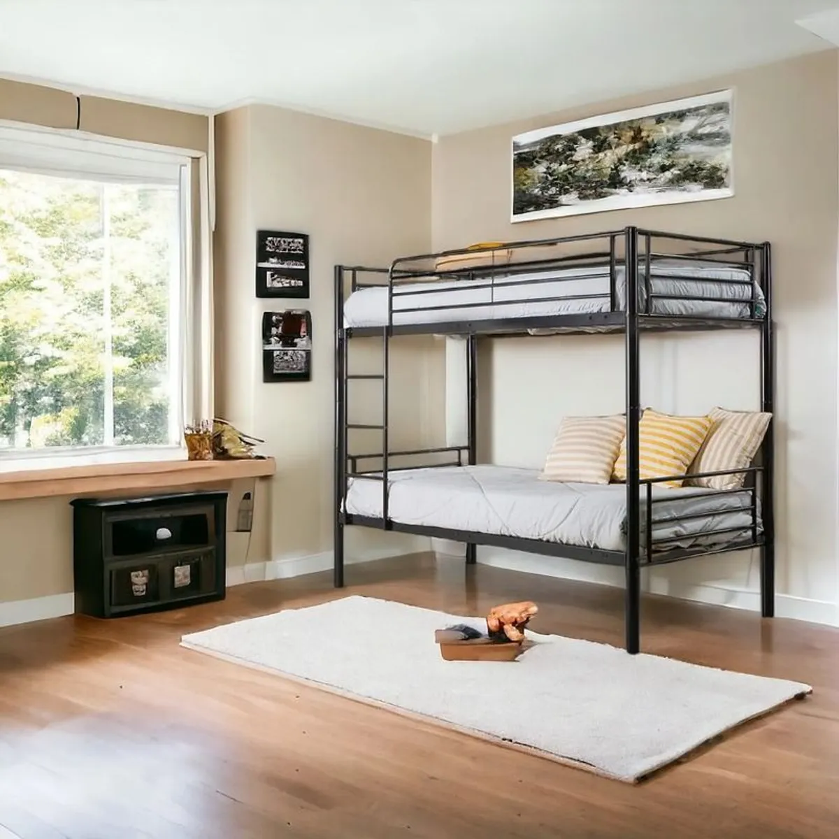 Metal Single Bunk Bed Frame- Black - Free Delivery - Image 1