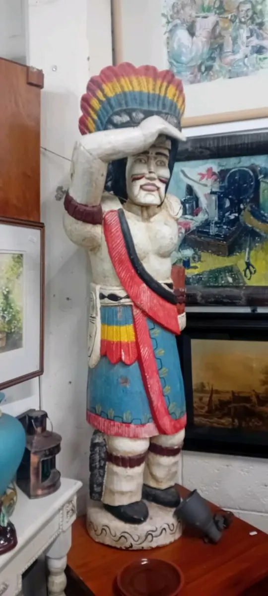 Large Carved Wooden Indian Statue