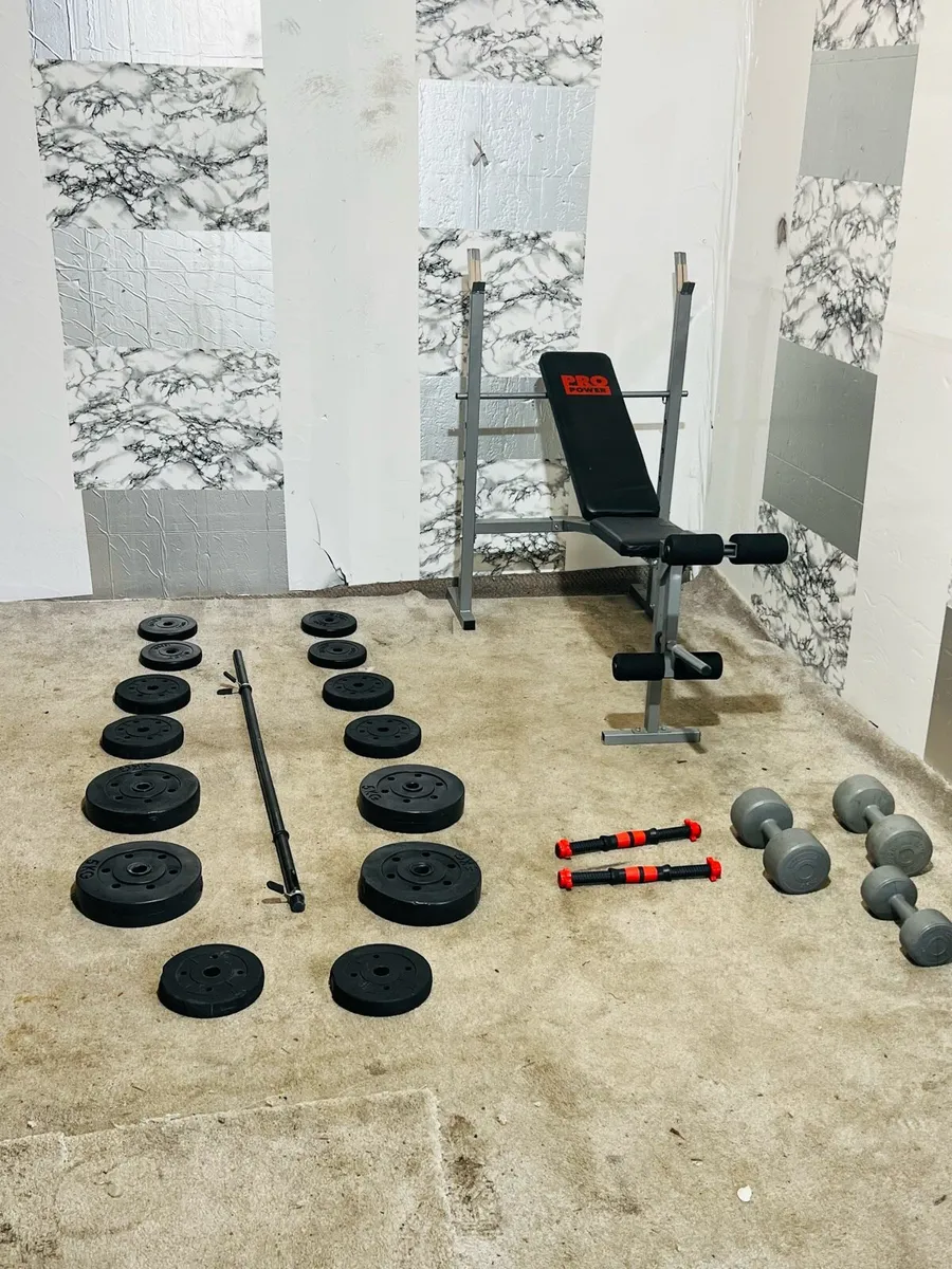 WEIGHT BENCH WEIGHTS BARBELL DUMBBELLS - Image 2
