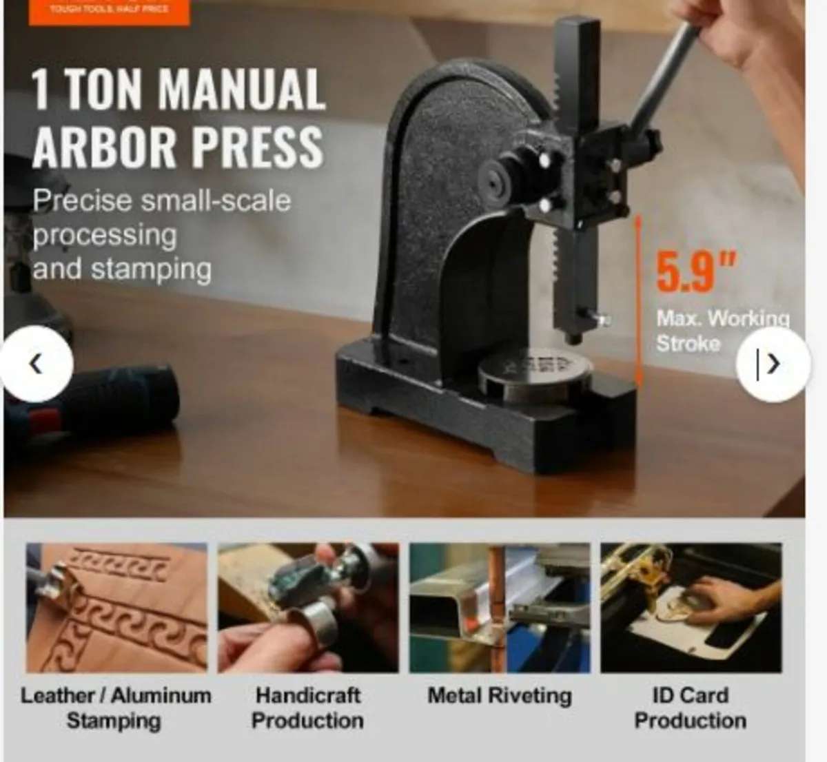 Arbor Press, 1 Ton Manual Arbor Press - Image 2