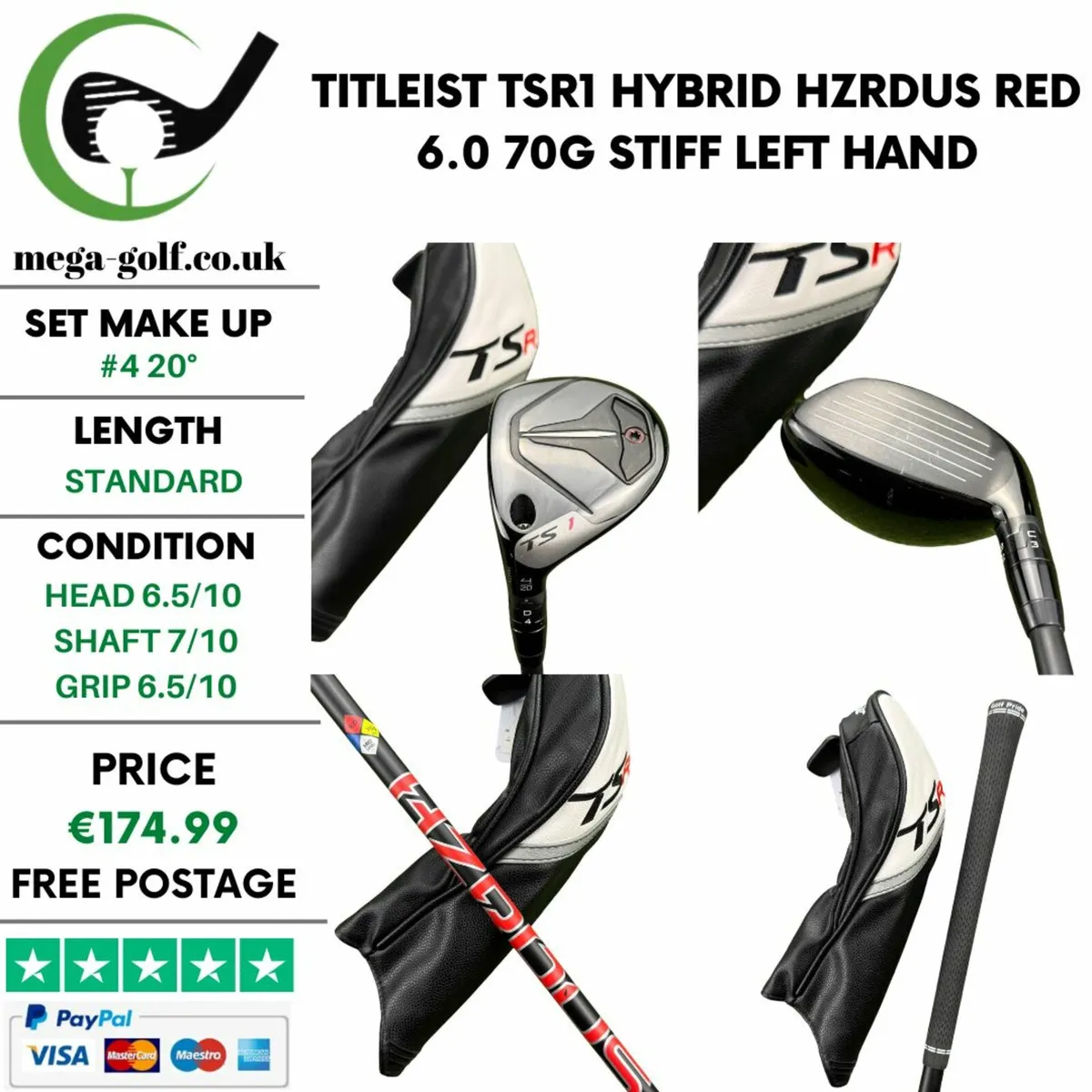 Titleist TSR1 Hybrid / #4 20° / Hzrdus Red 6.0 70G - Image 1