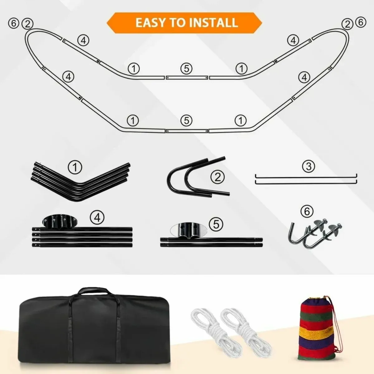 Hammock with Stand Double Cotton Spreader Bars - Image 2