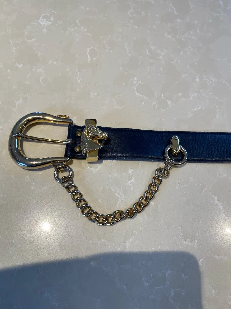 Navy Ladies Equestrian Style Leather Belt - Image 3